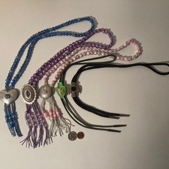 Vintage Lot of 5 Metal Bolo Ties, Nice Designs, Quality,...